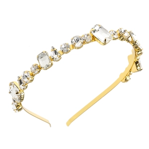 Sparkling gold headband with rectangular and teardrop crystals for women hair accessories