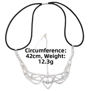 Detail view showing rhinestone hair chain with 42cm circumference and 12.3g weight