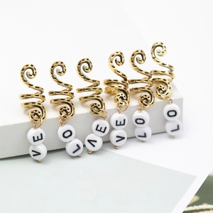 Vintage Ethnic Gold Spiral Dreadlock Cuffs Hair Accessories Set With LOVE Letter Beads For Women Braid Jewelry