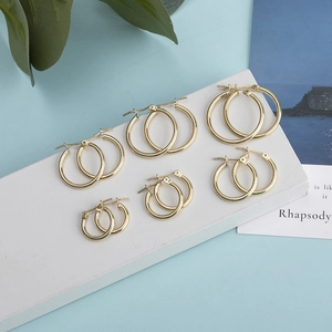 Minimalist Gold Hoop Earrings With Stainless Steel Earring Post Geometric Polished Circle Jewelry For Women Daily Office Wear