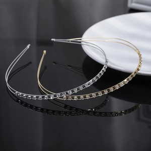 Cerchietto a Doppio Strato in Lega con Strass Semplice Fascia per Capelli Sottile Galvanica per Matrimonio Sposa Festa Donna Accessori Capelli