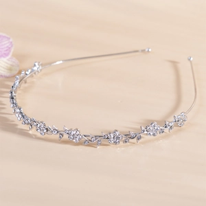 Elegant silver flower headband with crystals for weddings and formal evening events
