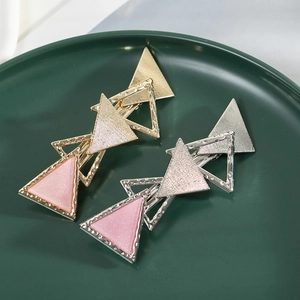 Geometric Triangle Hollow Overlapping Hair Clips Alloy Gold Silver Pink Glitter Spring Hair Claws For Women Party Jewelry