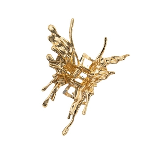 Modische Haarspange aus flüssigem Goldmetall in Schmetterlingsform mit poliertem Finish