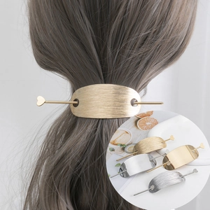 Ensemble de Pics à Cheveux en Métal Minimaliste Alliage Cœur Brossé Lisse Or Argent Accessoires de Cheveux Élégants pour Femmes