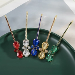 Barrette à Cheveux Coréenne Élégante en Strass Goutte d'Eau Alliage Nœud Incrusté Épingle à Cheveux Frange Clip Latéral Mode Femme