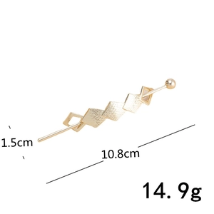 Elegant gold metal hair pin with geometric diamond design and pearl accents for women