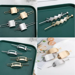 Minimalist Alloy Metal Hair Stick For Women Geometric Gold Silver Brushed Polished Hairpin For Bun Styling Elegant Hair Accessories