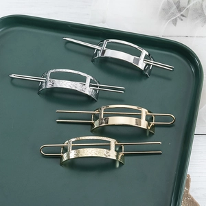 Minimalist metal hair stick and clip set in gold and silver finishes for women