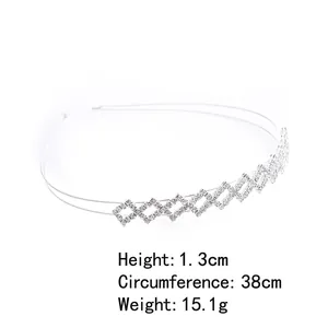 Silbernes Strass-Haarband für Mädchen mit Maßen: 1,3 cm Höhe und 38 cm Umfang für Prinzessinnen