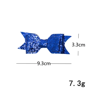 Blue glitter bow hair clip for women and kids with 9.3cm size and sparkling finish
