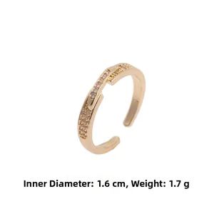Detail view of 18K gold ring showing 1.6cm inner diameter and 1.7g weight info