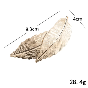 Elegant gold feather metal hair clip hairpins for women for low ponytail hair styling