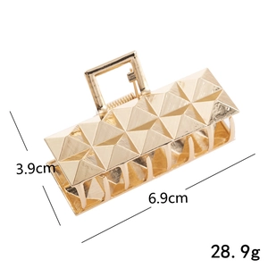 Pince à cheveux minimaliste en alliage doré avec motif losange et longueur de 6,9 cm