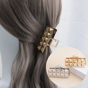 Pince à Cheveux en Métal Losange Géométrique pour Femmes Mode Or Argent Alliage Électroplaqué Accessoires de Coiffure