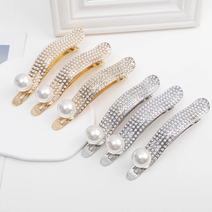 Luxuriöses Haarklammer-Set mit Strass und Perlen in Gold und Silber für Damen