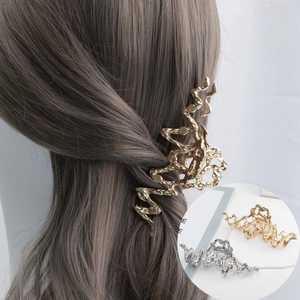 Liquid Metal Lava Texture Hair Claw Clip Large Metal Shark Clip Irregular Minimalist Hair Accessories For Women Headwear