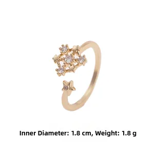 Detail of adjustable star ring with 1.8cm inner diameter and 1.8g product weight