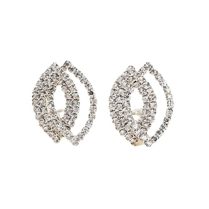 Luxurious geometric rhombus earrings with layered petal design and sparkling crystals