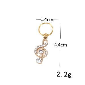 Pendentif note de musique dorée avec strass scintillants pour dreadlocks et bijoux de cheveux