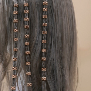 Retro Plastic Dreadlock Braid Beads Large Hole Brown Diamond Pattern Hair Decoration Accessories For Women DIY Braiding Hair Styling