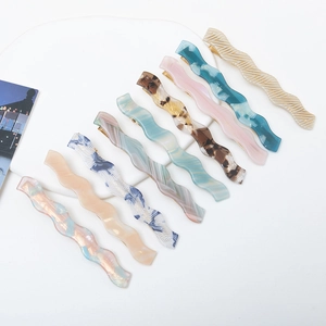 French Wave Acetate Hair Clips For Women Elegant Marble Pattern Duckbill Hairpins Fashion Bangs Side Clip Accessories