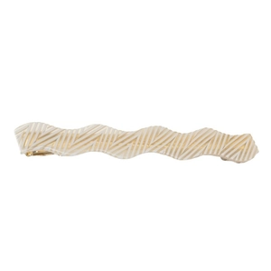 French style wavy cellulose acetate duckbill clip with white and gold chevron pattern