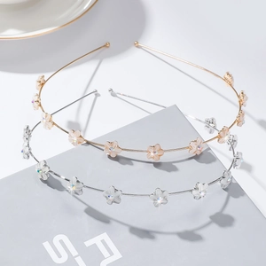 Elegante Diadema de Metal Con Flores Con Diamantes de Imitación y Piedra de Ojo de Gato Para Mujeres Niñas Boda Fiesta Accesorios