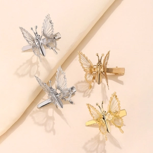 Pinzas para el Cabello de Metal Calado con Alas de Mariposa 3D Móviles para Mujer Elegantes Pasadores de Cabello Estilo Hada