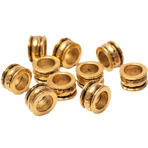 Retro gold plated large hole beads for African dreadlocks and DIY jewelry accessories