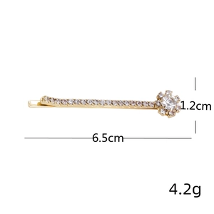 Fermaglio per capelli dorato con strass e fiore, elegante forcina in cristallo 6,5 cm