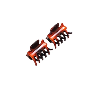 Mini amber gradient resin hair claw clips with glossy finish for hair styling