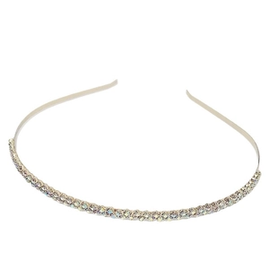 Serre-tête élégant en métal argenté avec strass irisés pour accessoire de cheveux femme