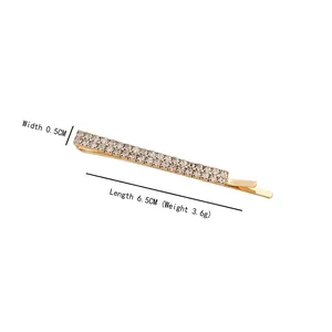 Barrette à cheveux élégante en strass dorés de 6,5 cm pour femmes au style coréen