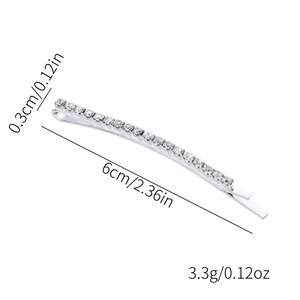 Barrette à cheveux argentée avec strass scintillants et dimensions détaillées