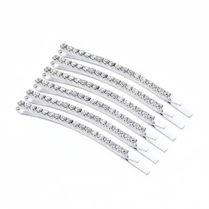 Lot de 6 barrettes argentées minimalistes avec strass brillants pour la coiffure femme