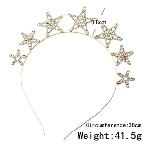 Sparkling star headband with cubic zirconia stones for bridal party and wedding hair styling