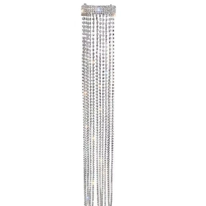 Silberne Pferdeschwanz-Haarspange mit langen Strass-Quasten und Kristall-Fransenketten
