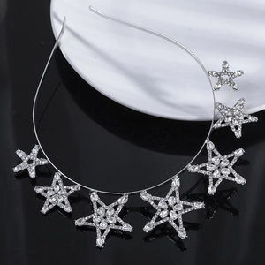 Elegant silver star headband with sparkling zircons for weddings and formal parties