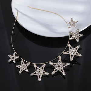 Elegant gold headband featuring seven stars inlaid with shimmering zircon stones