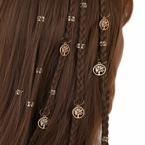 Gold Alloy Tree Of Life Dreadlock Hair Accessories Hollow Metal Braiding Charms For Women Braid Jewelry Decorations