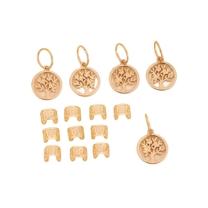 Golden Tree of Life pendants and hollow metal beads set for dreadlock hair decoration