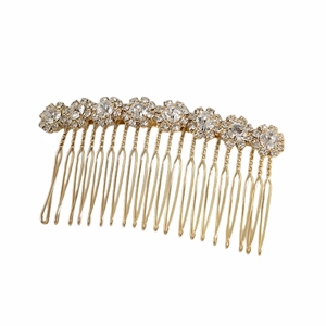 Goldener Haarkamm mit acht Sonnenblumen-Strasssteinen für Damen Haarschmuck