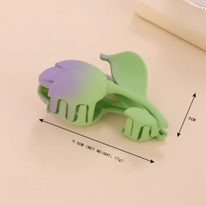 Pince à cheveux tulipe violette élégante pour femmes, taille 9,5 cm en résine mate
