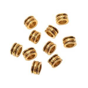Set of 10 vintage gold dreadlock beads with industrial groove design for DIY hair styling