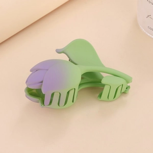 Pince à cheveux tulipe violette élégante avec finition mate et design floral artistique
