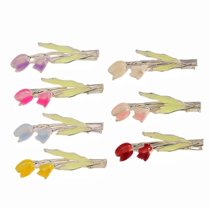 Eleganter Tulpen Blume Haarspange Legierung Emaille Tropföl Entenschnabel Clip Frischer Koreanischer Stil Floral Seitenclip Haarschmuck Für Damen