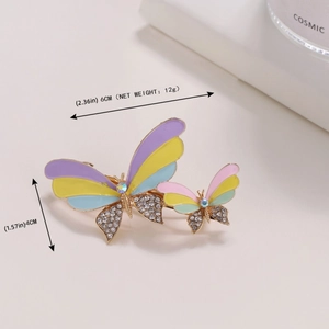 Elegant colorful enamel butterfly hair clip with rhinestones for a sophisticated look