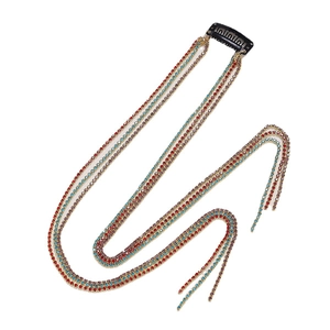 Chaîne à cheveux scintillante en strass multicolores avec clip noir pour queue de cheval