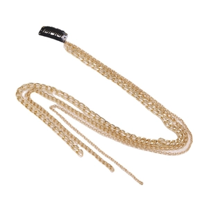 Elegant multi-layer gold chain hair accessory with U-shaped clip for ponytails